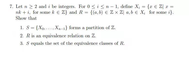 Solved 7. Let n > 2 and i be integers. For 0 | Chegg.com