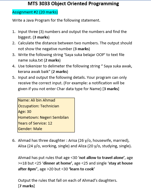 Solved MTS 3033 Object Oriented Programming Assignment #2 | Chegg.com