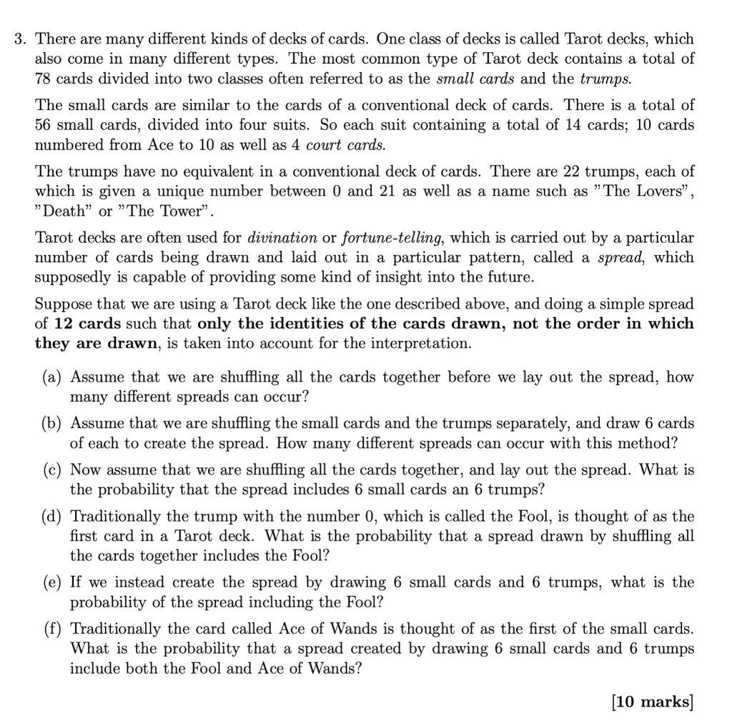 Solved 3. There are many different kinds of decks of cards.