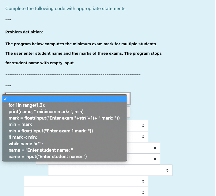 Solved Complete the following code with appropriate | Chegg.com