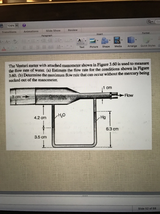Solved The Venturi meter with attached manometer shown in