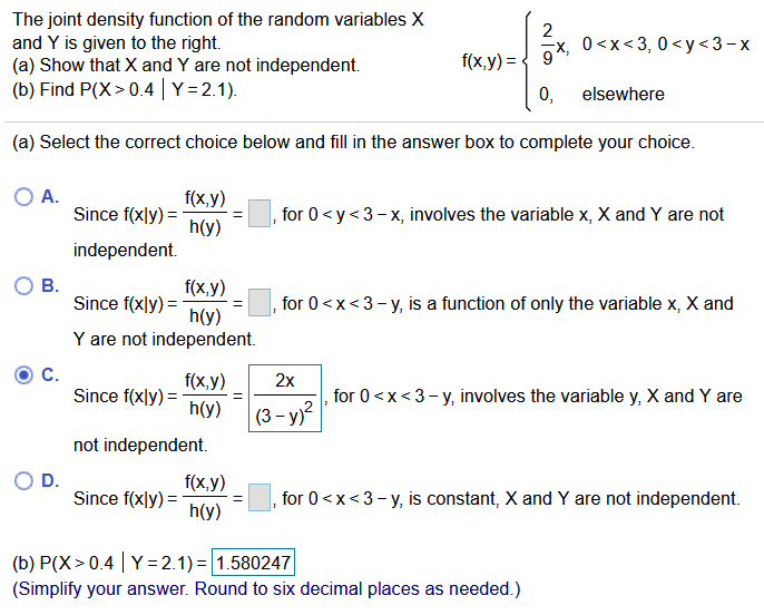 Solved The joint density function of the random variables X
