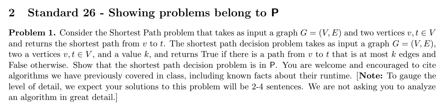 Solved 2 Standard 26 - Showing problems belong to P Problem | Chegg.com