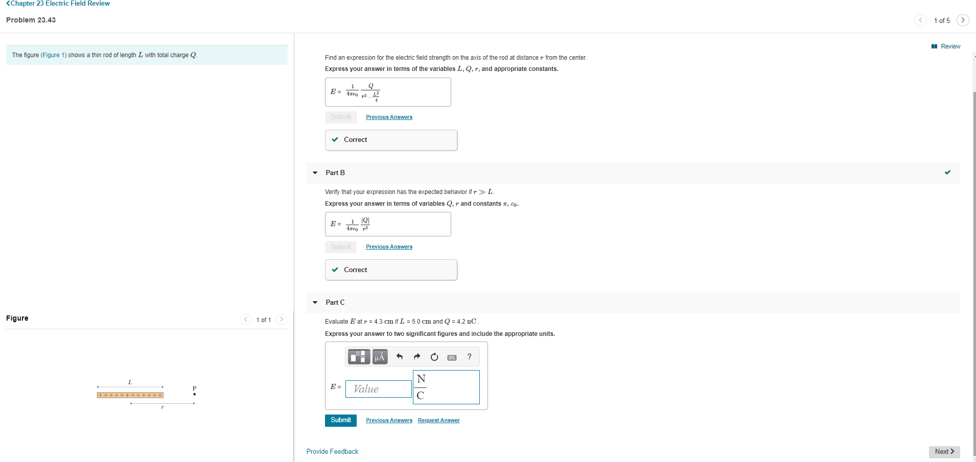 Solved A Review The figure (Figure 1) shows a thin rod of | Chegg.com