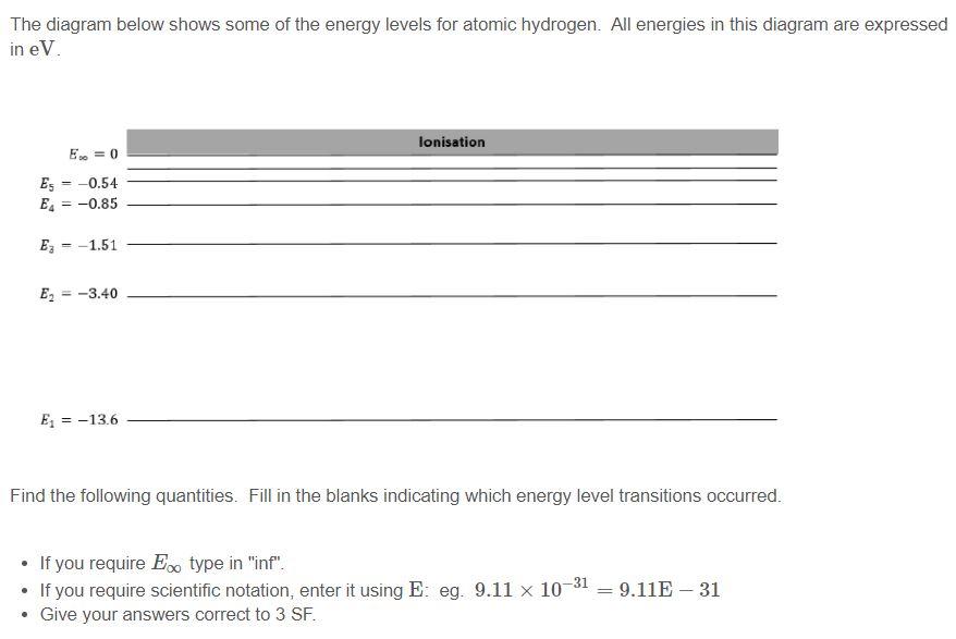 Solved The diagram below shows some of the energy levels for | Chegg.com