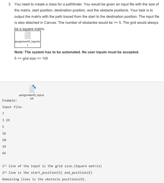 Solved 3. You need to create a class for a pathfinder. You | Chegg.com