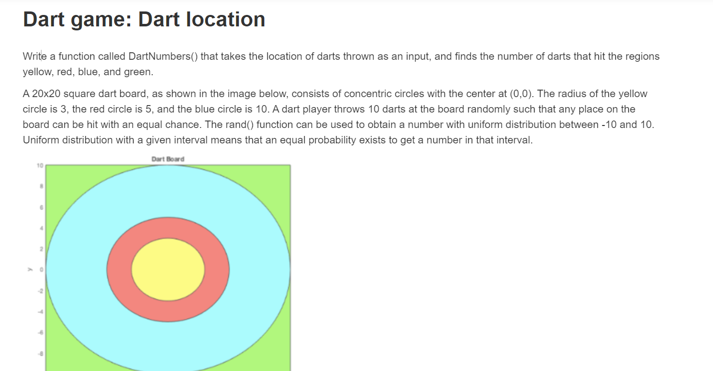 Solved Dart Game: Dart Location Write A Function Called | Chegg.com