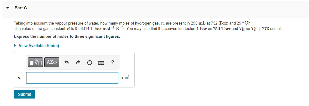 Solved Taking Into Account The Vapour Pressure Of Water, How | Chegg.com