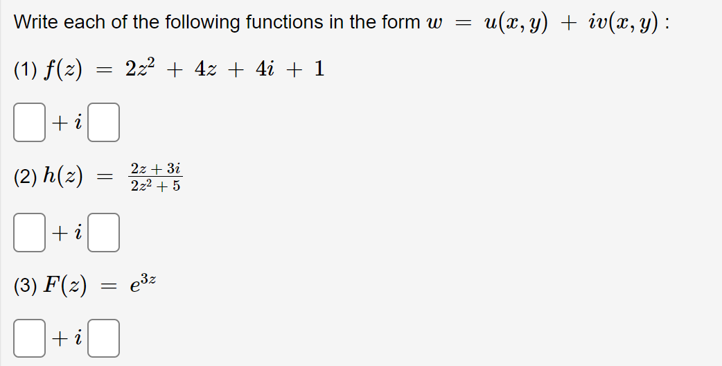 Solved Write each of the following functions in the form w = | Chegg.com
