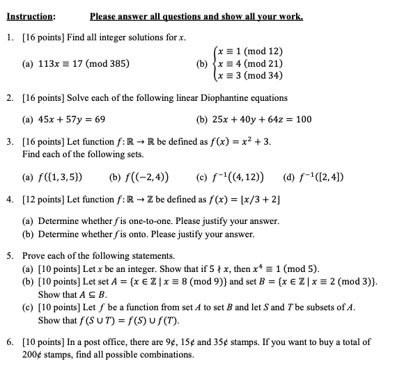 Solved Instruction: Please answer all questions and show all | Chegg.com