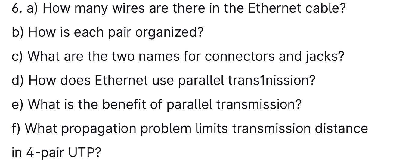 Solved 6. a) How many wires are there in the cable?