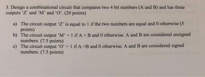 Solved 3. Design a combinational circuit that compares two 4 | Chegg.com