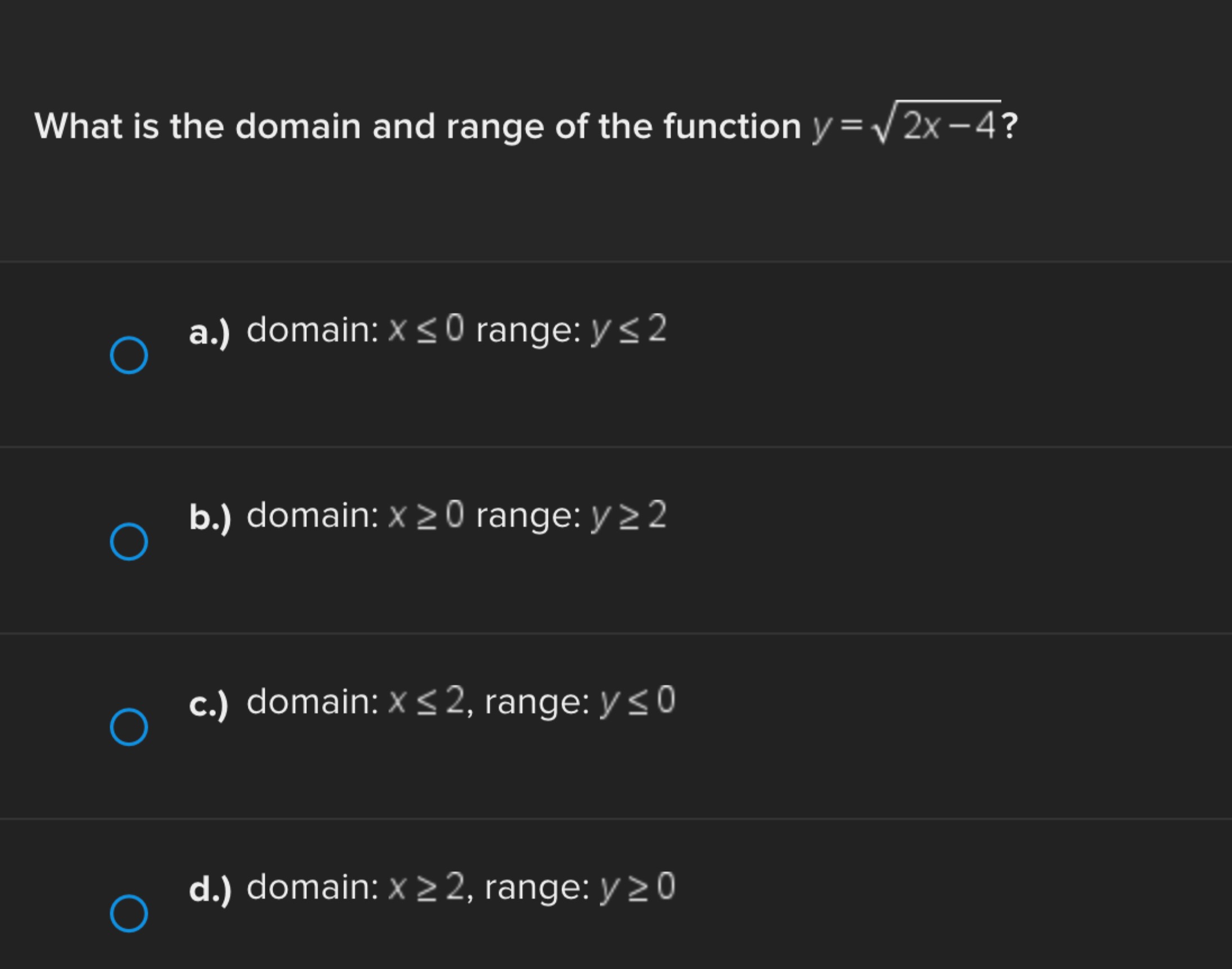 Solved What is the domain and range of the function | Chegg.com