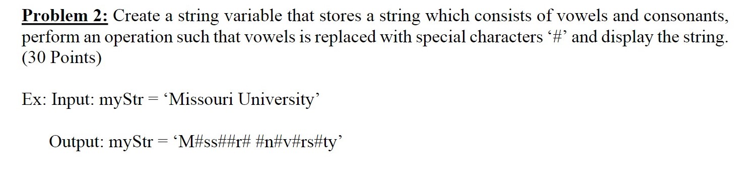 Solved Problem 2: In MatLab create a string variable that | Chegg.com