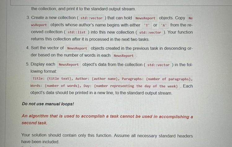 Solved Question 1 In this part you will process collection | Chegg.com