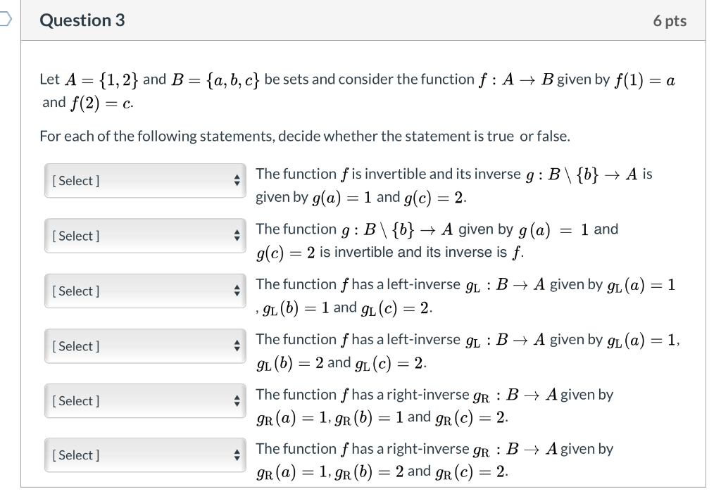 Solved Question 3 6 Pts Let A = {1, 2} And B = {a,b,c} Be | Chegg.com