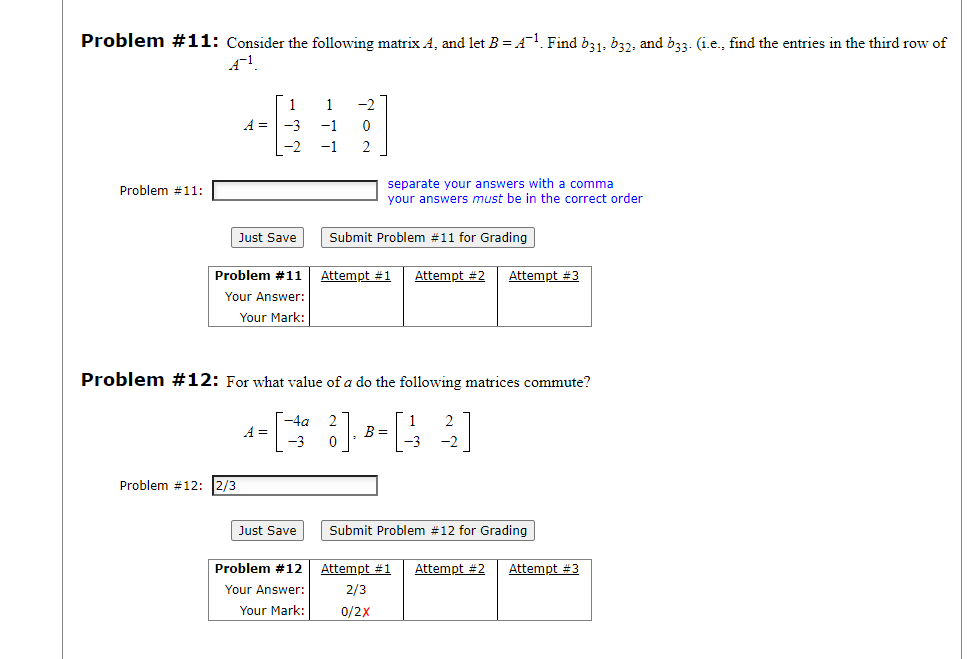 Solved Problem #11: Consider The Following Matrix A, And Let | Chegg.com