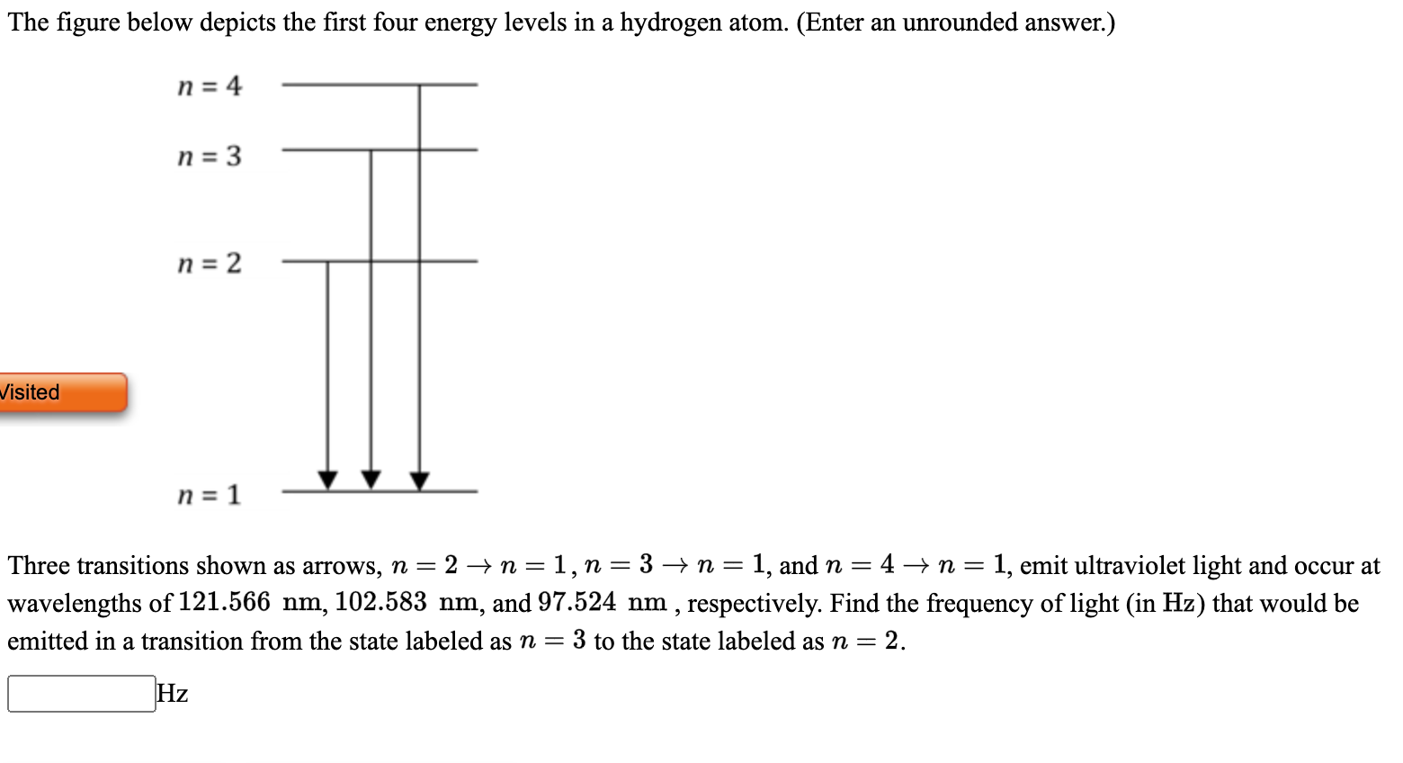 Solved The figure below depicts the first four energy levels | Chegg.com