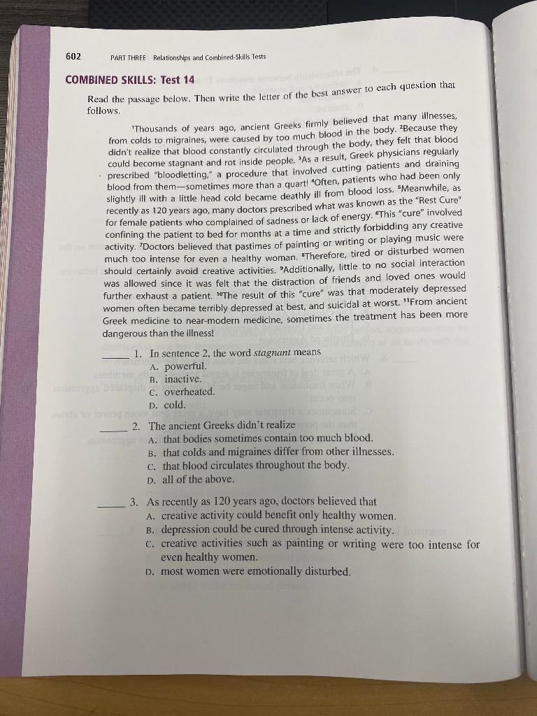 Solved 4. The relationship of sentence 3 to sentence 2 is | Chegg.com