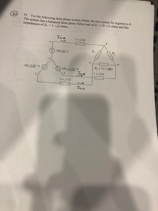 Solved 1. For the following three phase system obtain the | Chegg.com