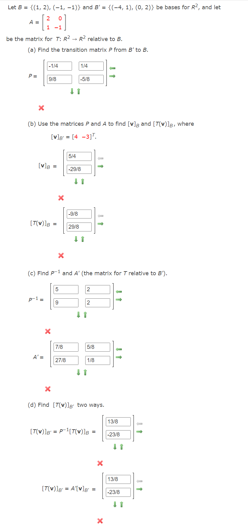 Solved Let B = {(1, 2), (-1, -1)} And B' = {(-4, 1), (0, 2)} | Chegg.com