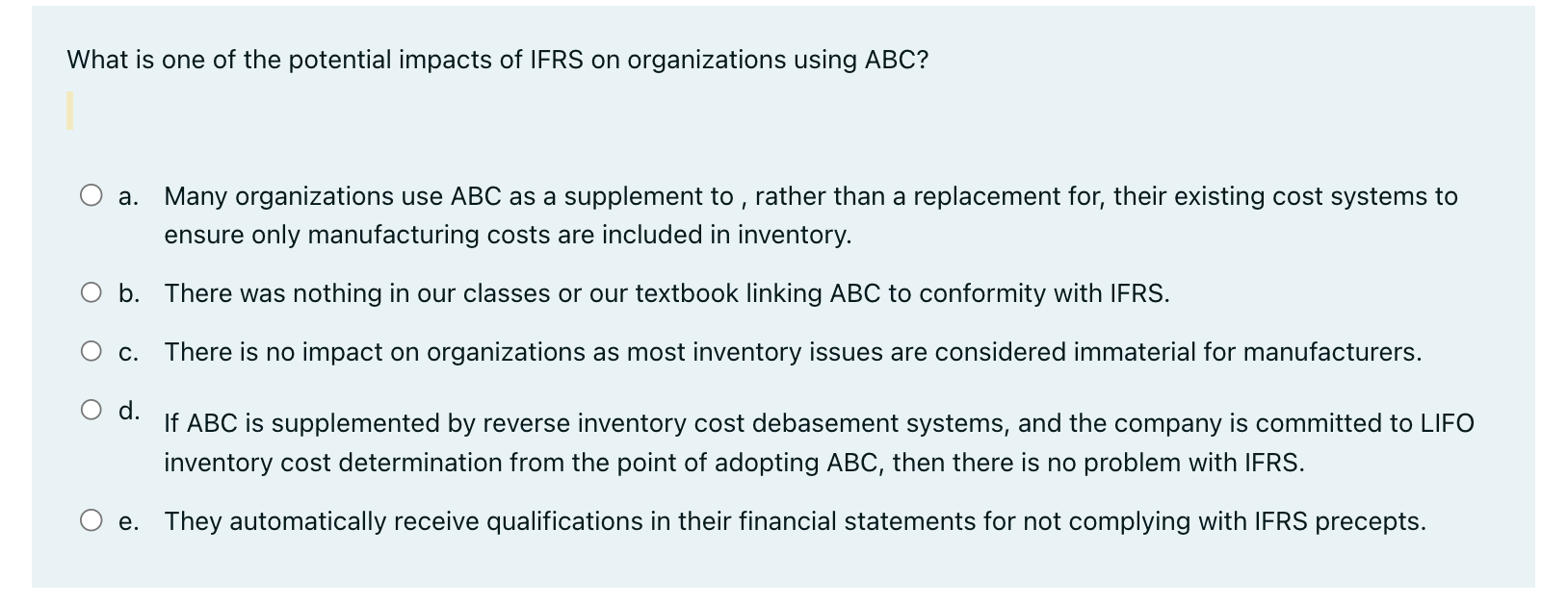 Solved What Is One Of The Potential Impacts Of IFRS On | Chegg.com