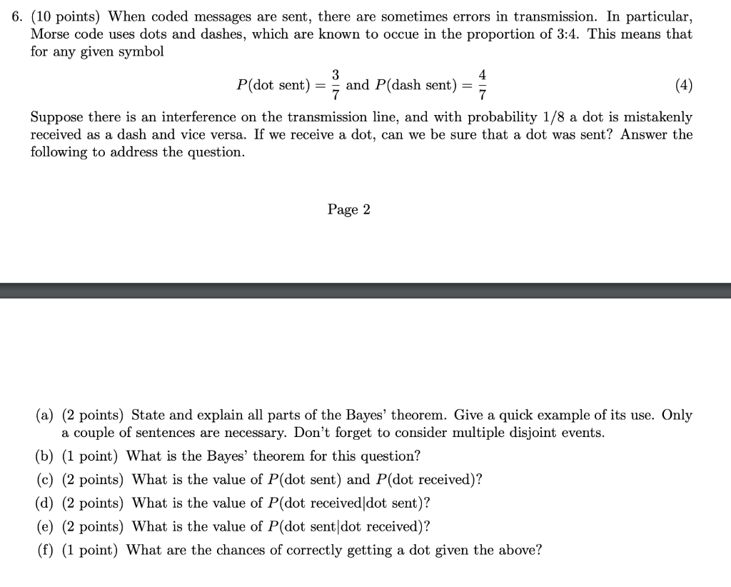 Solved 6. (10 points) When coded messages are sent, there | Chegg.com