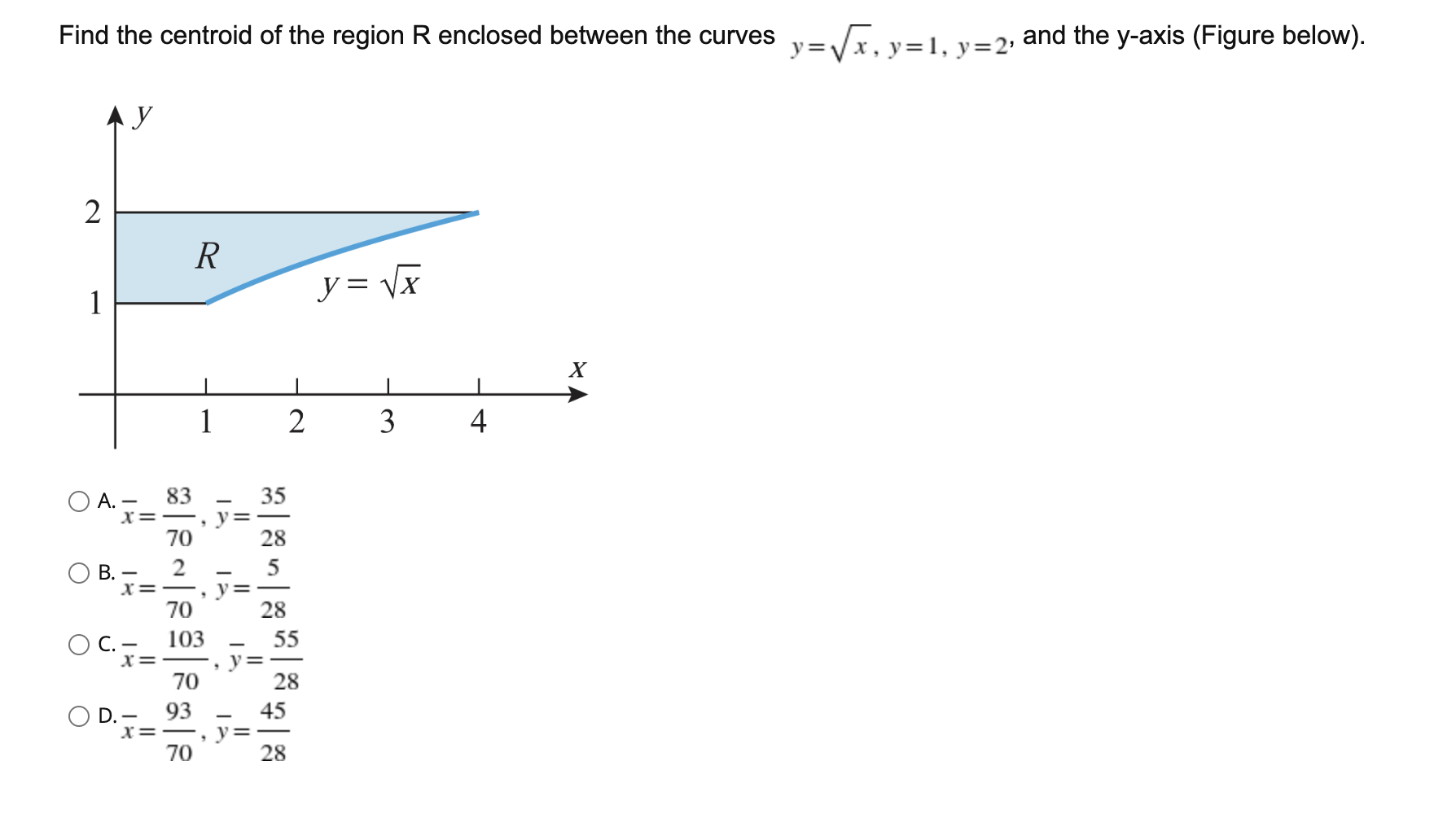 Solved Find the centroid of the region R enclosed between | Chegg.com