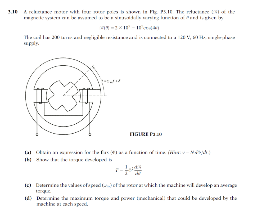 Solved A reluctance motor with four rotor poles is shown in