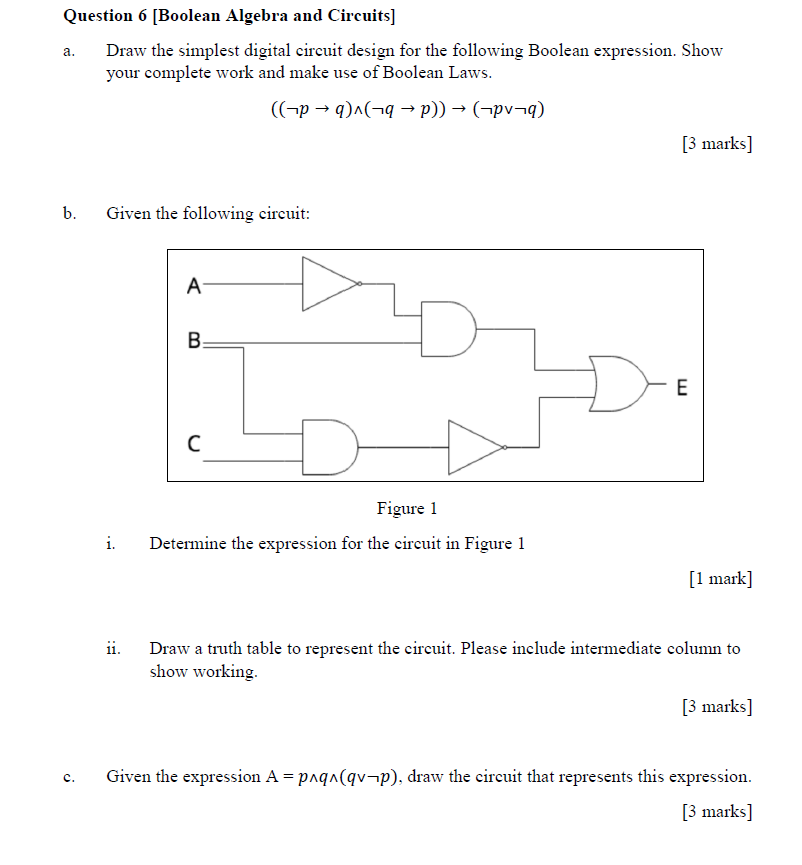 Solved a. Question 6 [Boolean Algebra and Circuits] Draw the | Chegg.com