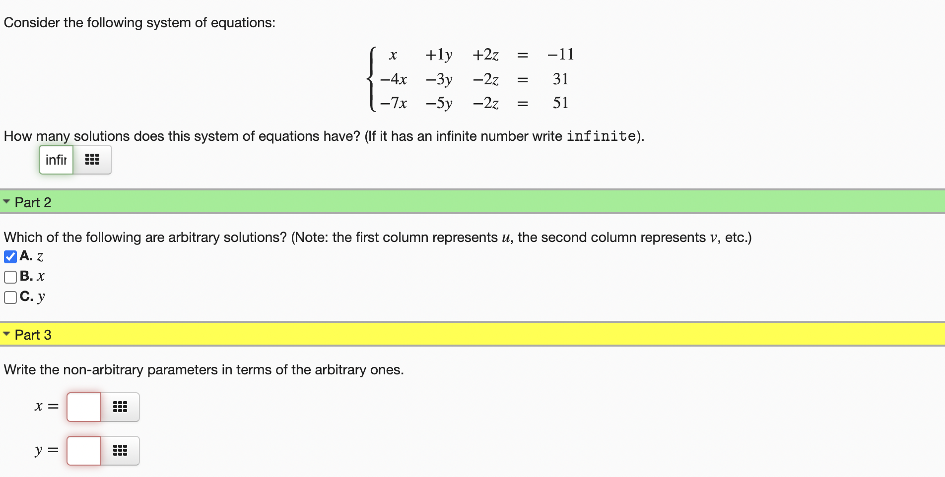 Solved Consider The Following System Of Equations