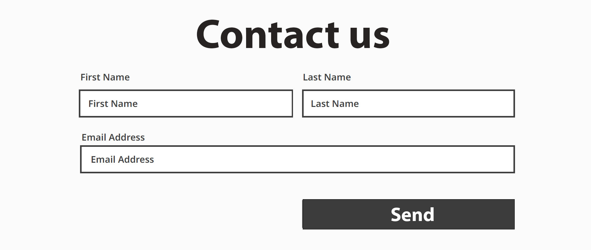 HTML code for Contact Us form