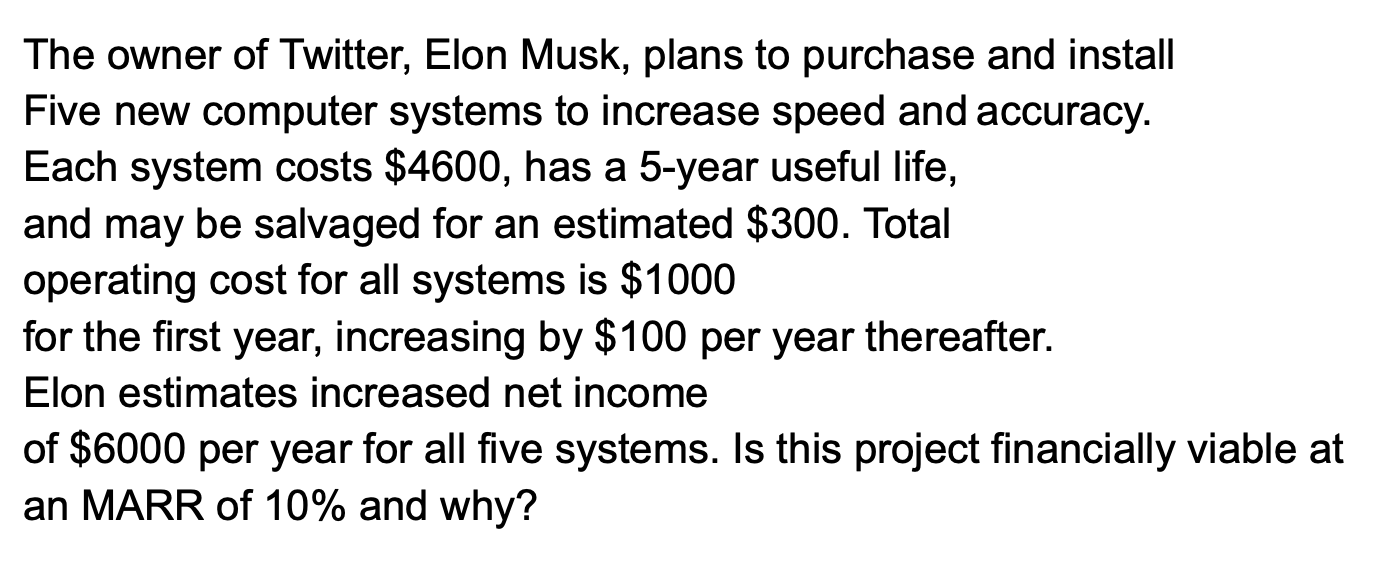 Solved The owner of Twitter, Elon Musk, plans to purchase | Chegg.com