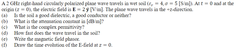Solved A 2 GHz right-hand circularly polarized plane wave | Chegg.com