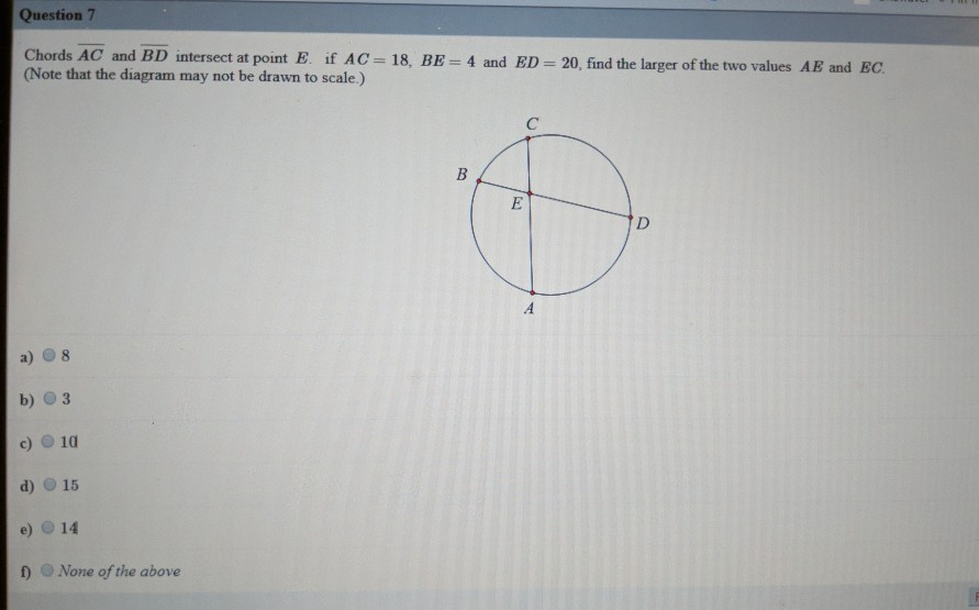 Solved Question 7 Chords AC And BD Intersect At Point E. If | Chegg.com