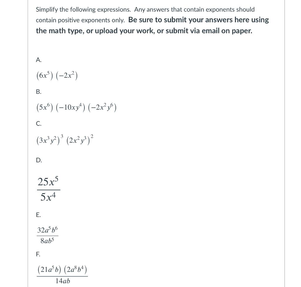 Solved A-F is one question and i have to show my work | Chegg.com