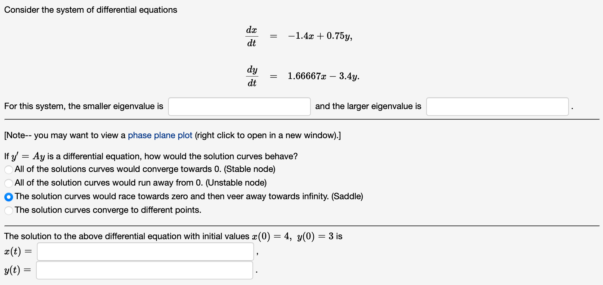 Solved Consider the system of differential equations | Chegg.com