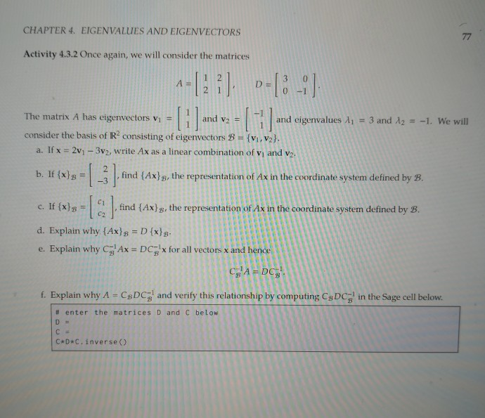 Solved Linear Algebra Please help with all parts. You | Chegg.com