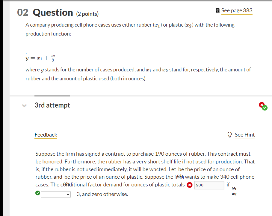 Solved 02 Question (2 points) @ See page 383 A company | Chegg.com