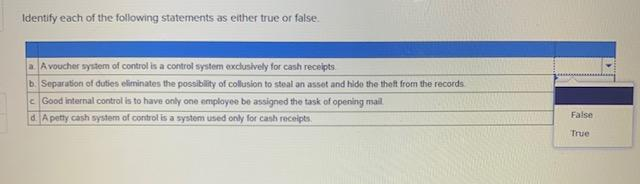 Solved Identify each of the following statements as either | Chegg.com