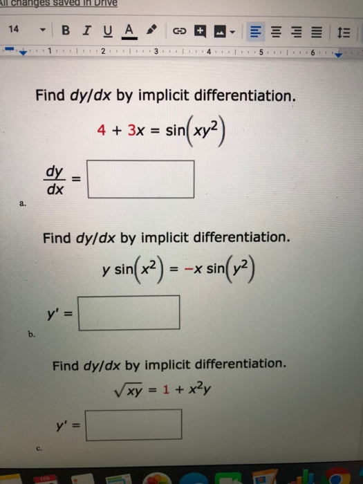 Solved 14 2 Find dy/dx by implicit differentiation. | Chegg.com