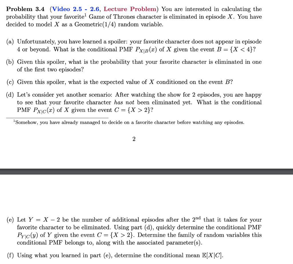 Solved Problem 3.4 (Video 2.5 - 2.6, Lecture Problem) You | Chegg.com