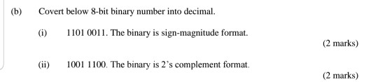 binary to decimal in sign magnitude 1 0011
