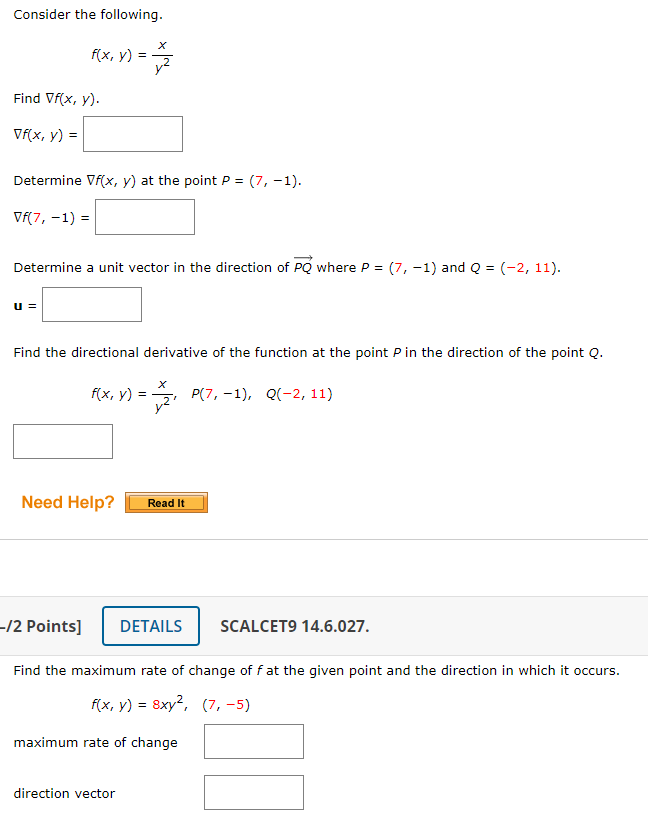 Solved Consider The Following F X Y Y2x Find ∇f X Y