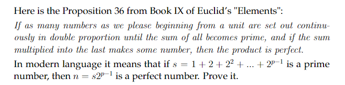 Solved a Here is the Proposition 36 from Book IX of Euclid's | Chegg.com