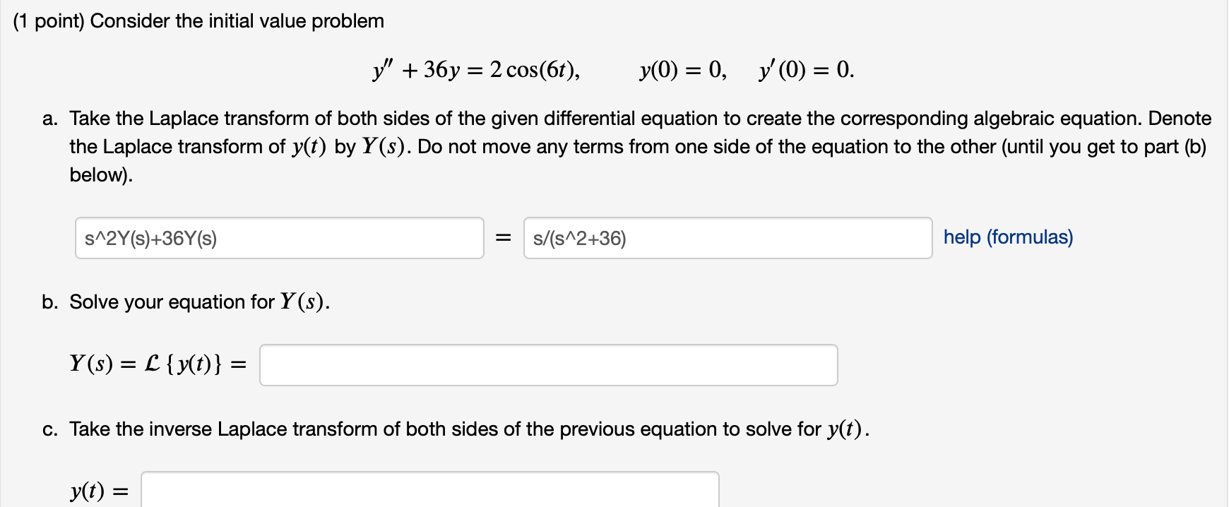 Solved (1 Point) Consider The Initial Value Problem Y"' + | Chegg.com