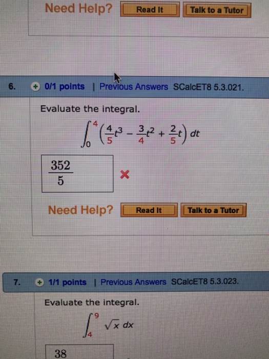 Solved Evaluate The Integral Integral 4 0 4 5 T 3 3 4