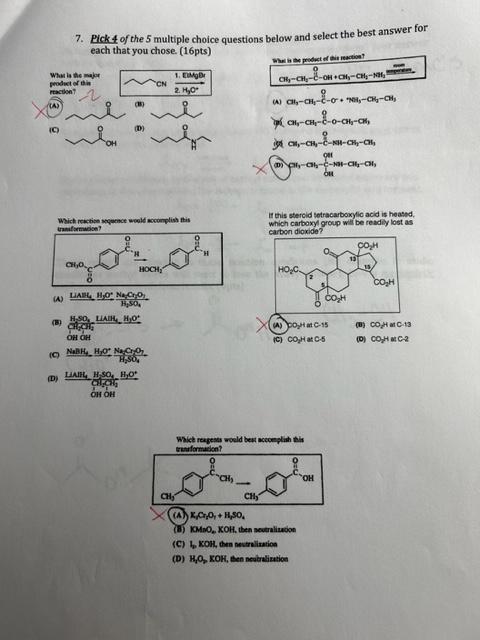 Solved 7. Pick 4 of the 5 multiple choice questions below | Chegg.com