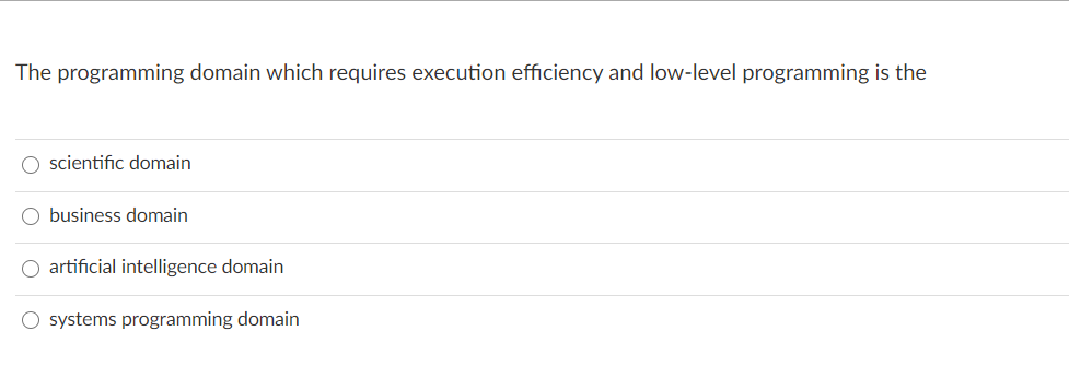 Solved The programming domain which requires execution | Chegg.com
