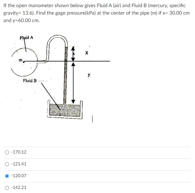 Solved If the open manometer shown below gives Fluid A (air) | Chegg.com